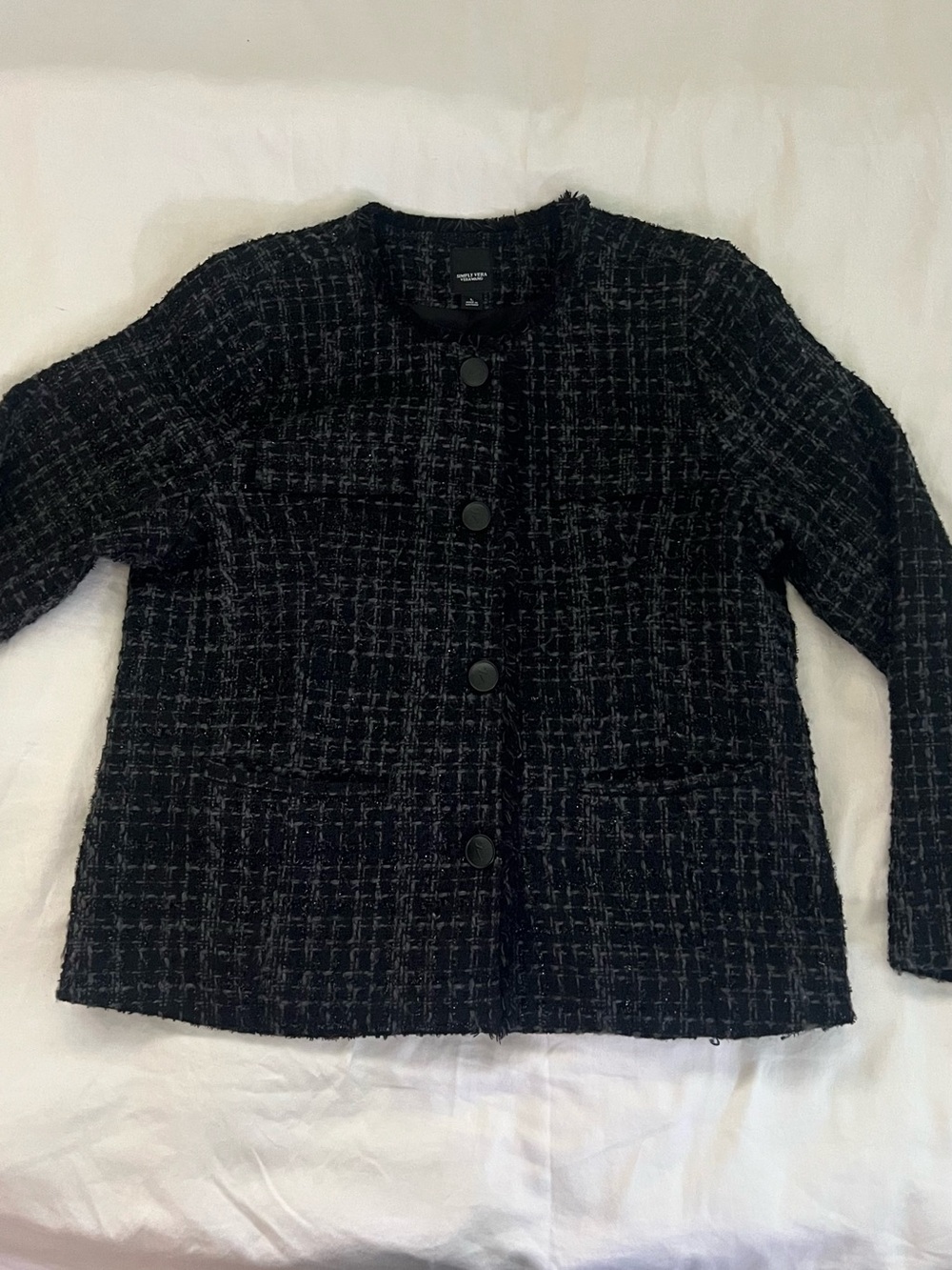 Simply Vera Vera Wang Black Tweed Textured Jacket
